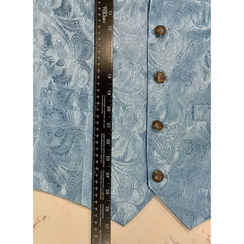 New DiBanGu Men's Carolina Blue vest and tie wear size 2XL Prom Formal Wedding‎